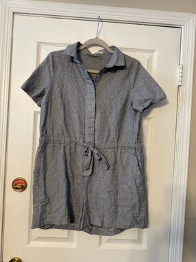 Stelen Striped Short-Sleeve Tie-Waist Romper - Blue